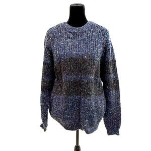 Nuovo Industriale vintage navy dark grey stripe 80s crew sweater